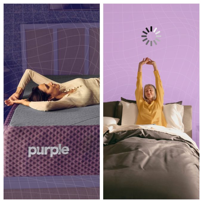 Purple Review: The Science-Backed Mattress Built for Pressure-Free Comfort Couple relaxing on a Purple mattress in a bright modern bedroom